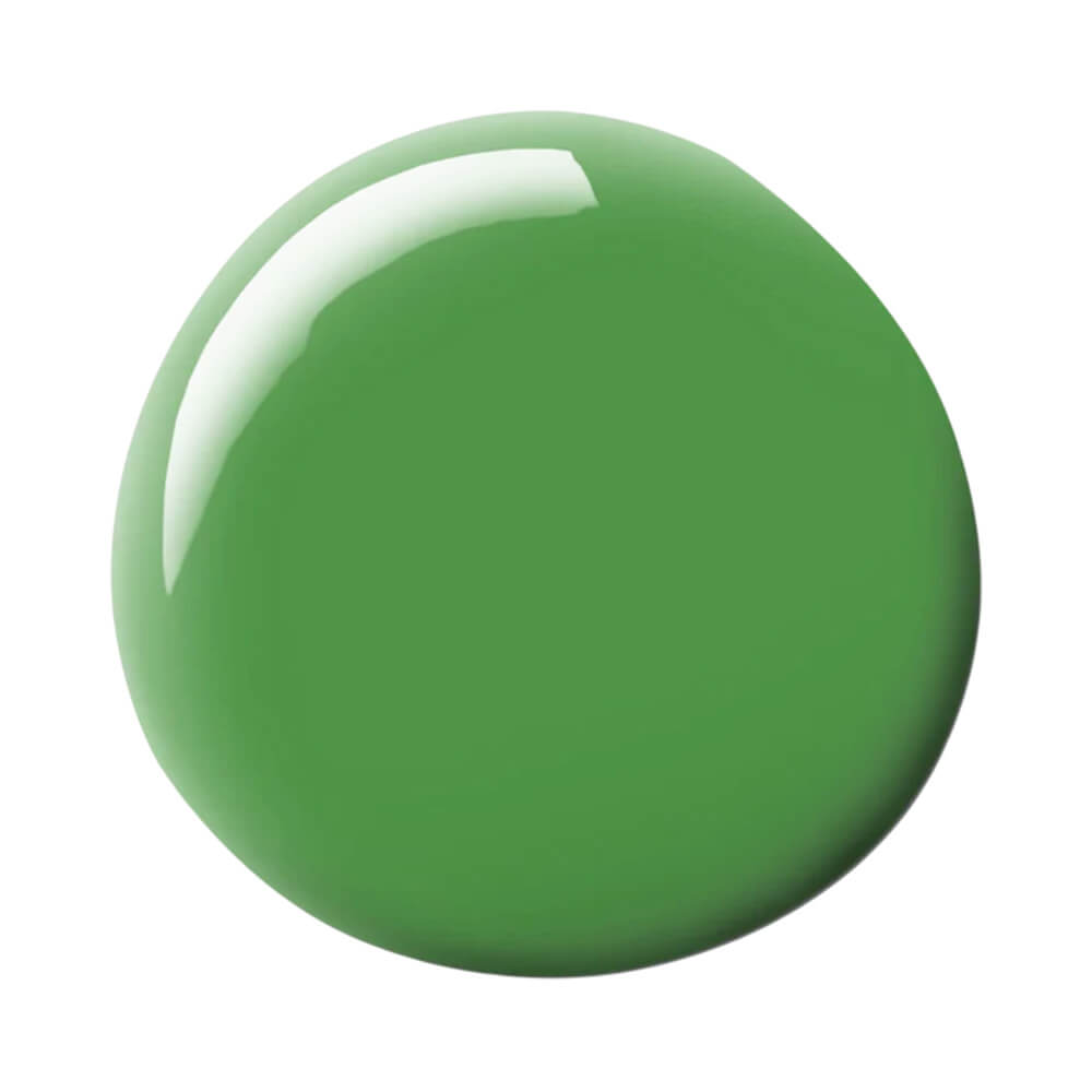 Gota de esmalte verde da cor Radiante 573 da coleção Uni Duni Tê da marca Cora, com acabamento brilhante